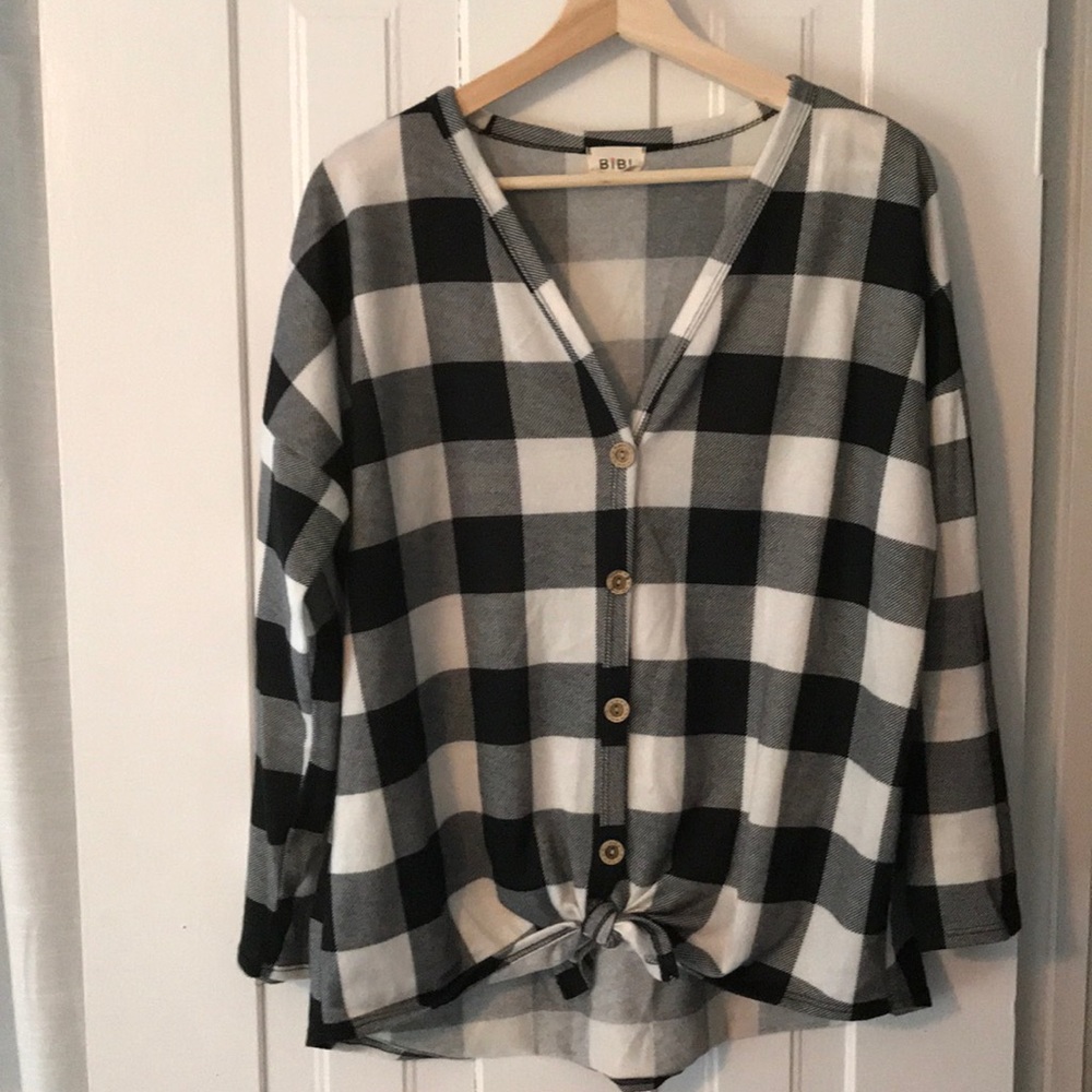 Button up buffalo plaid top size L